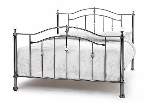 4ft Small Double black nickel & crystal ball finish traditional metal Bed Frame 1